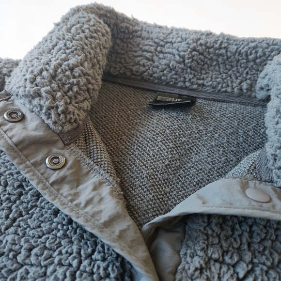 32 Degrees Cozy Gray Sherpa Fleece Pullover Jacket Sweater Half Button Down - Picture 3 of 9